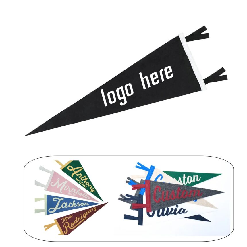 Custom Logo Full Color Felt Pennant Triangle Flags