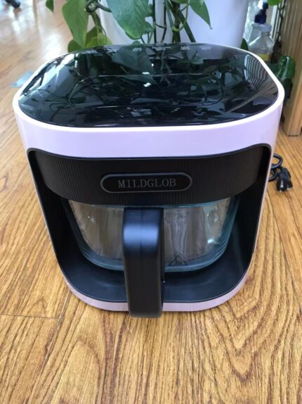 MILDGLOB 4.5 QT Glass Air Fryer, 6 IN 1 Air Fryer Non-Toxic,Temperature Control, 5 Preset Menue Intelligent Panel Gray